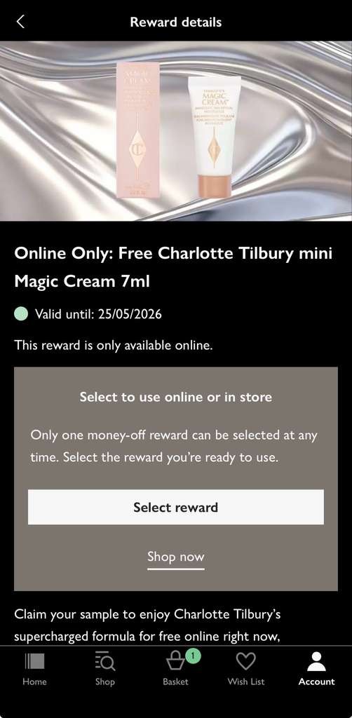 Charlotte Tilbury Mini Magic Cream 7ml, free with My John Lewis Rewards (selected accounts)
