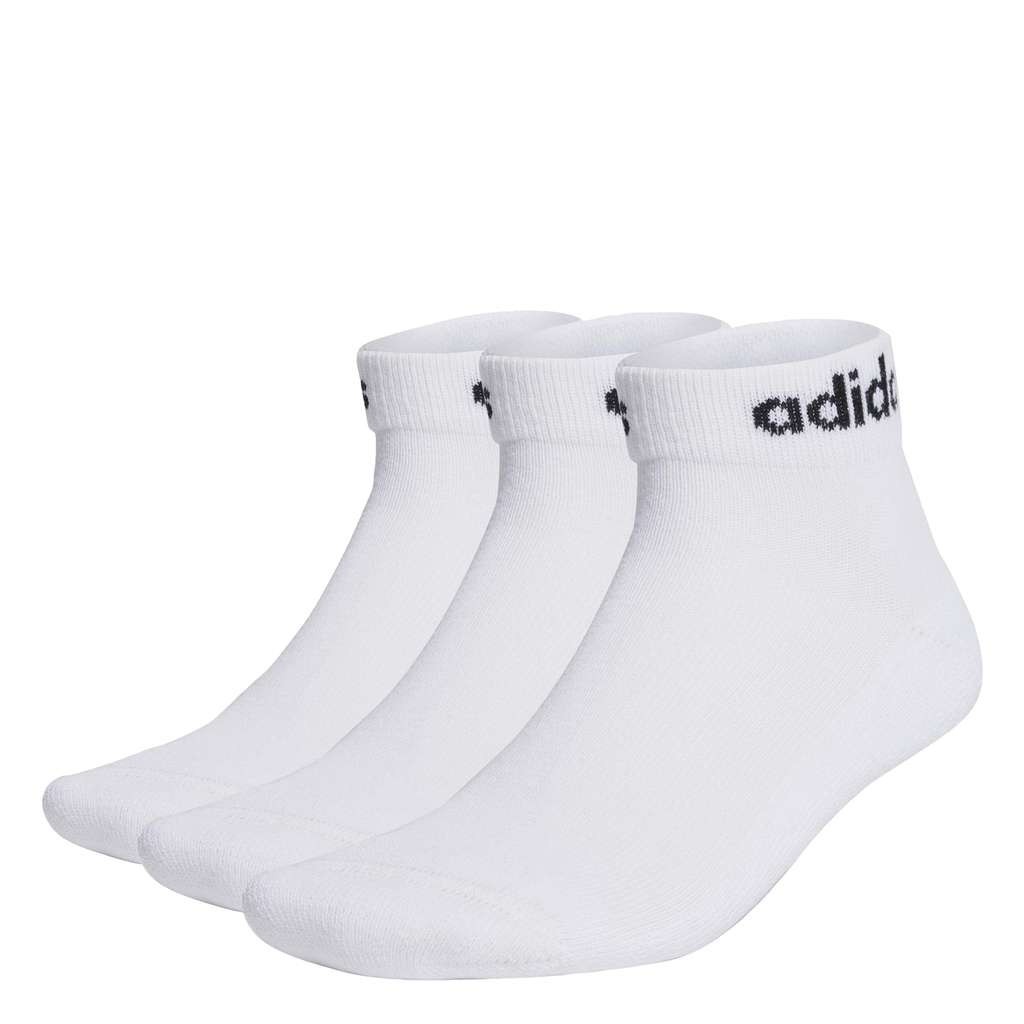 Adidas Unisex Linear Ankle Cushioned Socks 3 Pairs, Black/White, Size 6.5-8 UK
