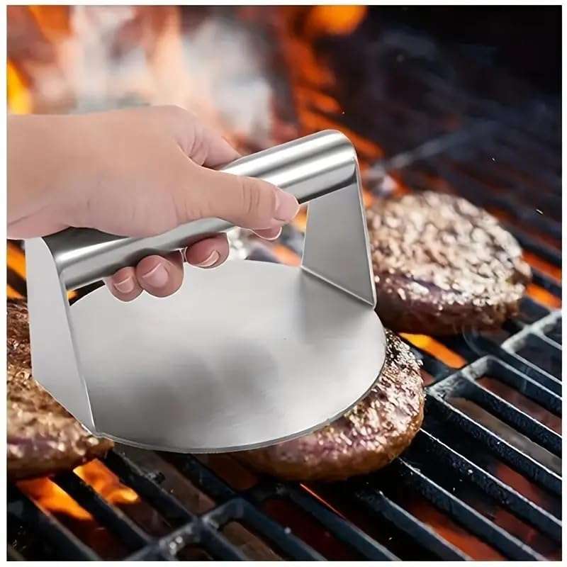 Smash burger press (5.5") from Amazon, stainless non-stick for griddle & BBQ - free delivery over £15