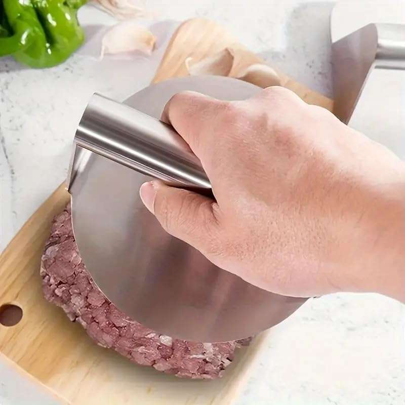 Smash burger press (5.5") from Amazon, stainless non-stick for griddle & BBQ - free delivery over £15
