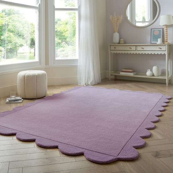 Milo Scallop Plain Wool Rug, free C&C, handy