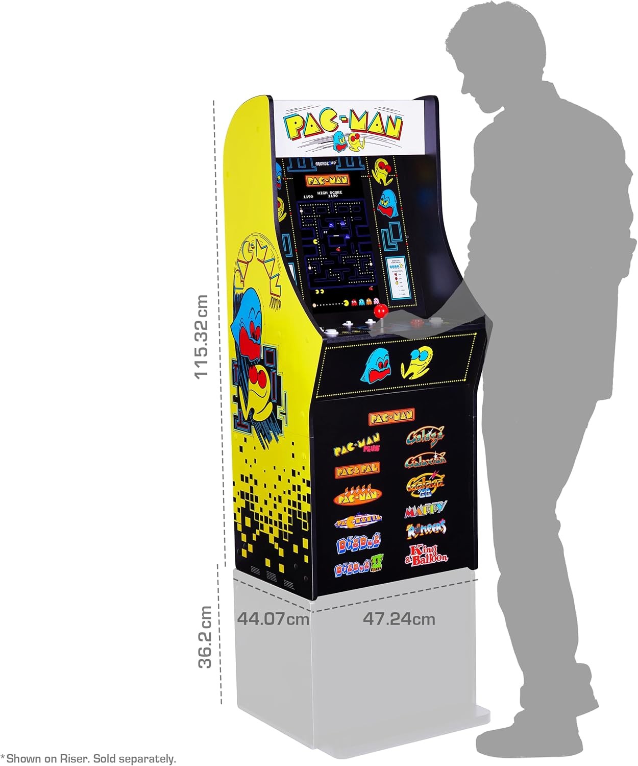 Arcade1Up Pac-Man Classic SE Arcade Game Machine, 1.22m Cabinet, 13 Games, 39.62cm IPS