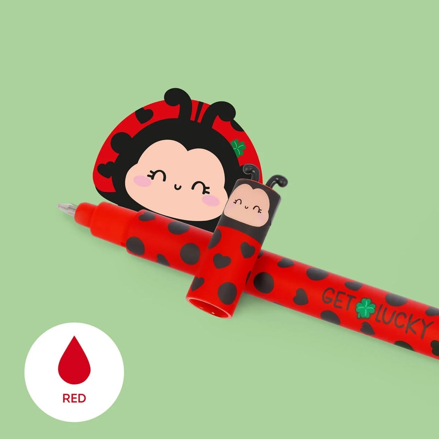 Legami Set of 8 Erasable Gel Pens, 0.7mm Tip, Ladybug, Monster, Tiger, Butterfly and Farmyard
