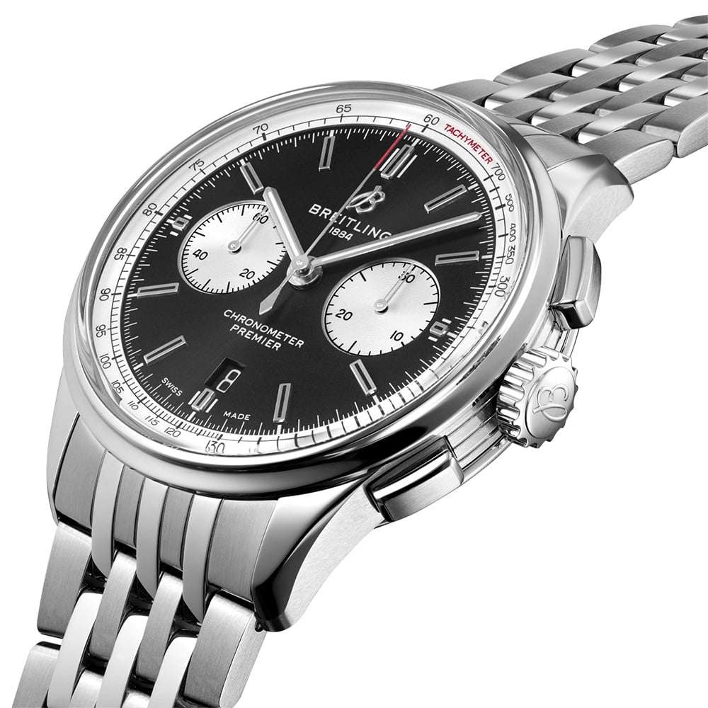 Breitling Premier B01 Chrono 42 watch, stainless steel, black (AB0118371B1A1)