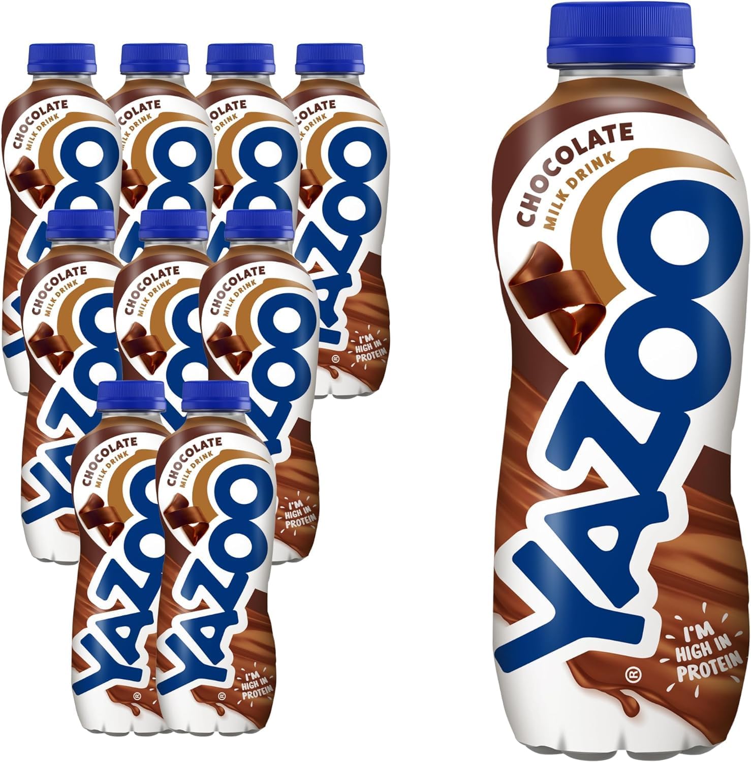 YAZOO Chocolate Milkshake Milk Drink, 400 ml (Pack of 10) | Ready-To-Drink Flavoured Milk , High in Protein and Calcium, Lunchbox, School or Office