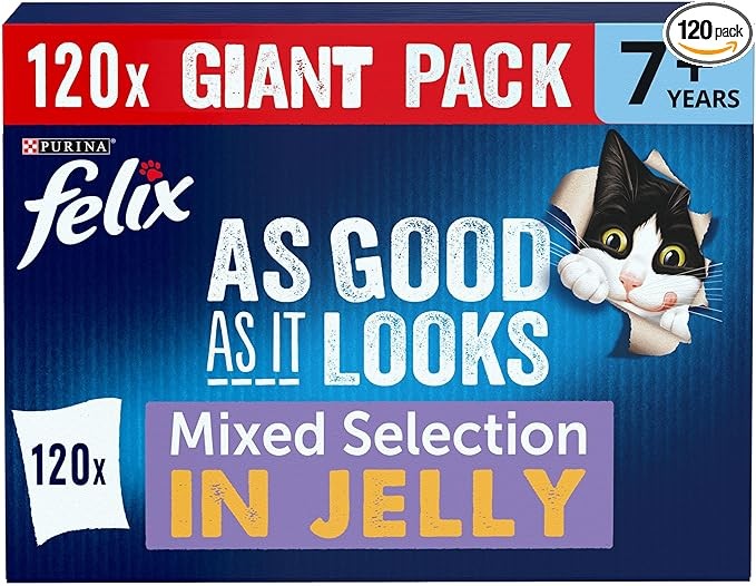 FELIX As Good As it Looks Senior 7+ Mixed in Jelly Wet Cat Food 120x85g