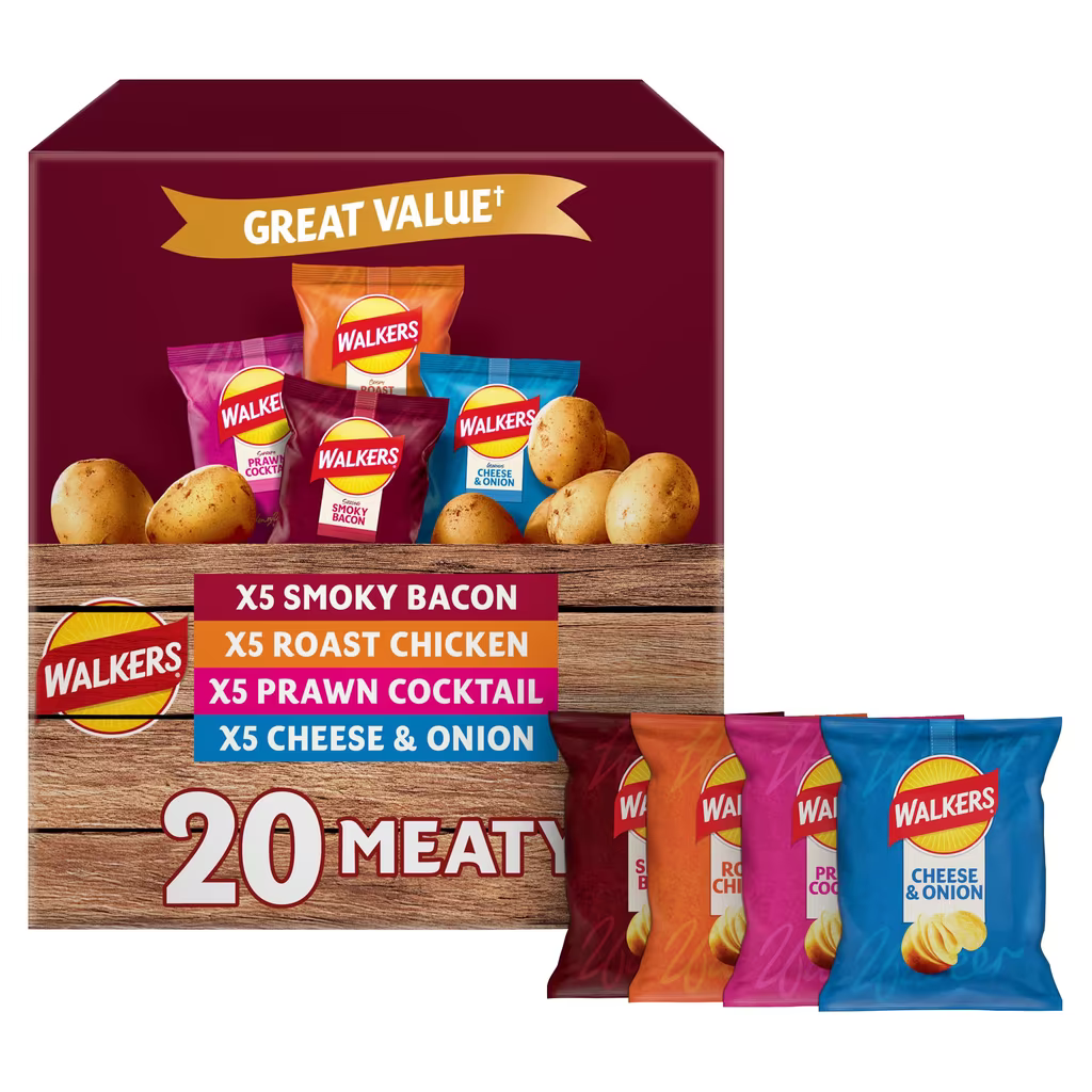 Walkers Meaty Variety Multipack Crisps Box 20x25g