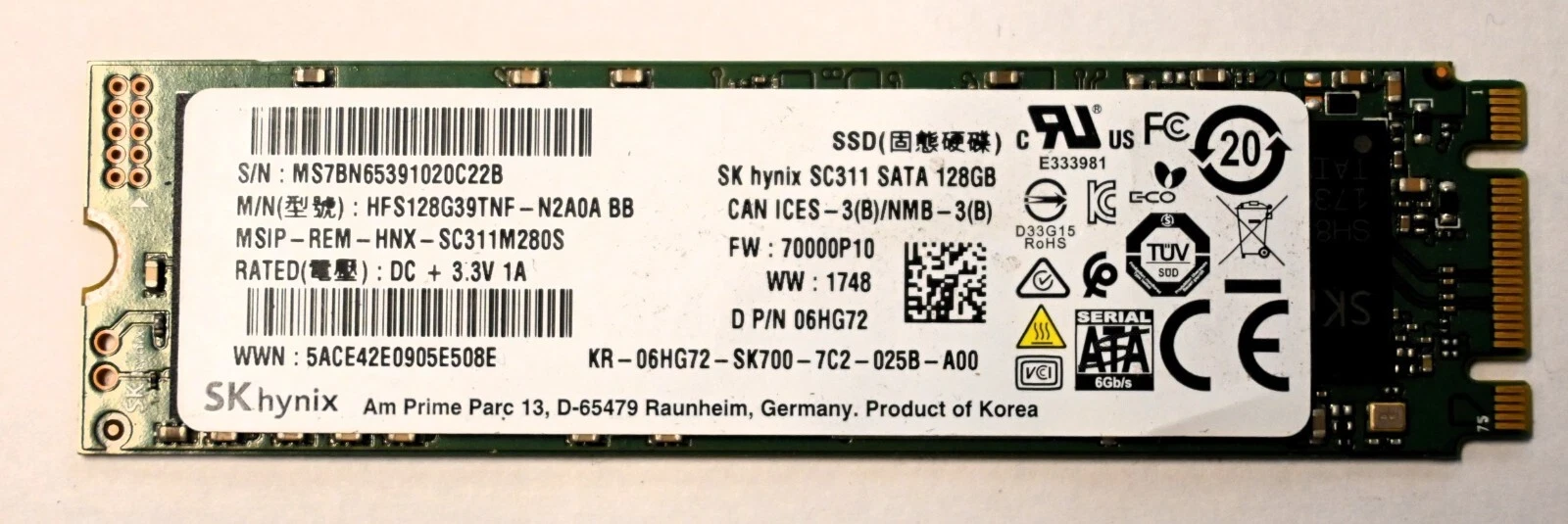 128GB M.2 SATA Hynix SanDisk 3.3V 6Gbps SSD Solid State Drive