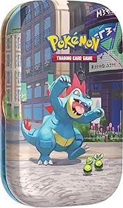 Pokémon TCG: Lumiose City Mini Tin: Feraligatr & Budew, 2 booster packs, 1 art card, 1 sticker sheet