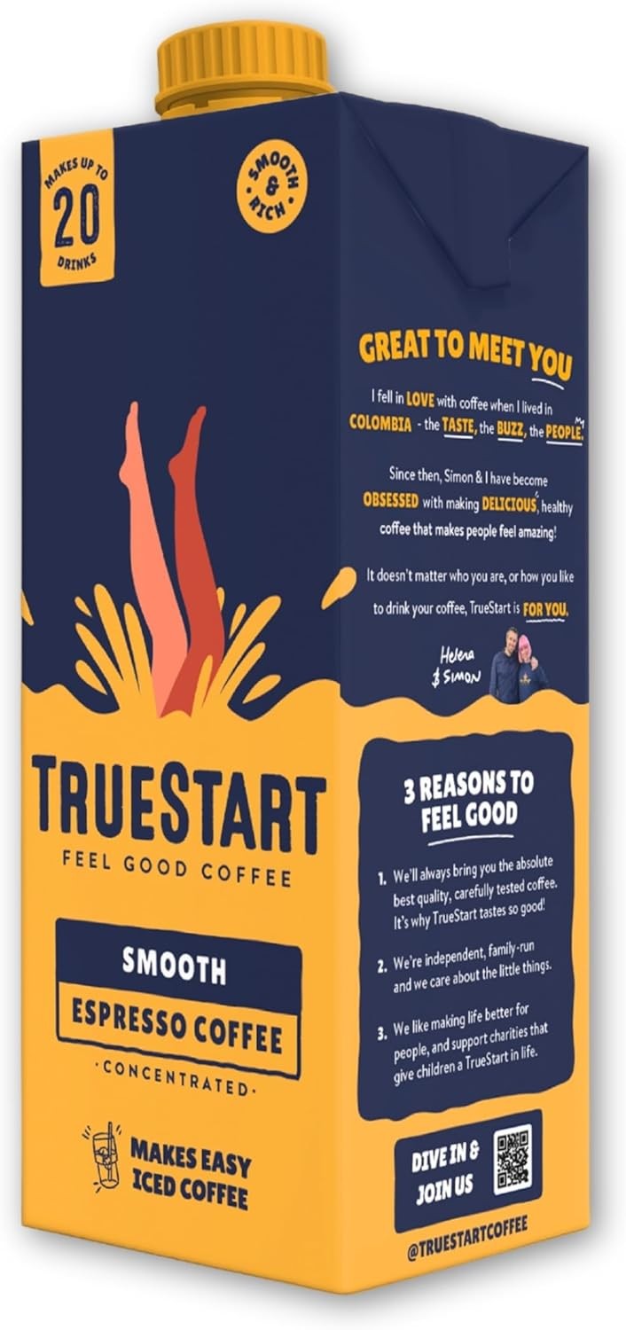 TrueStart Espresso Coffee Concentrate, 100% Arabica Colombian, 1 Litre, 1 Pack
