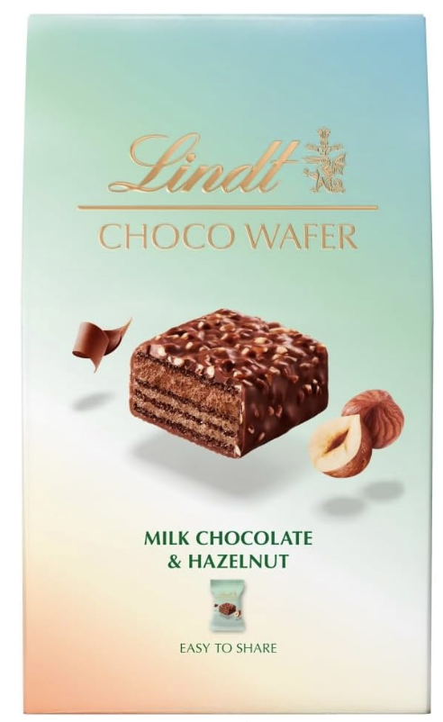 Lindt Choco Wafer Milk Chocolate & Hazelnut Box | 135g | Contains 9 Milk Chocolate & Hazelnut Choco Wafers