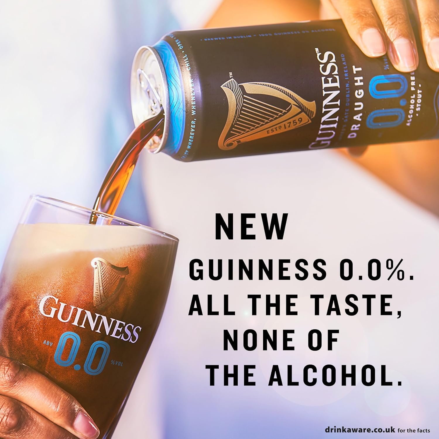 Guinness Draught 0.0 Alcohol Free Stout | 0% vol | 24 x 440ml | Official Beer of the Premier League | Notes of Sweet Malt & Hop Bitterness | Dark Ruby Red Beer | Hints of Chocolate & Coffee