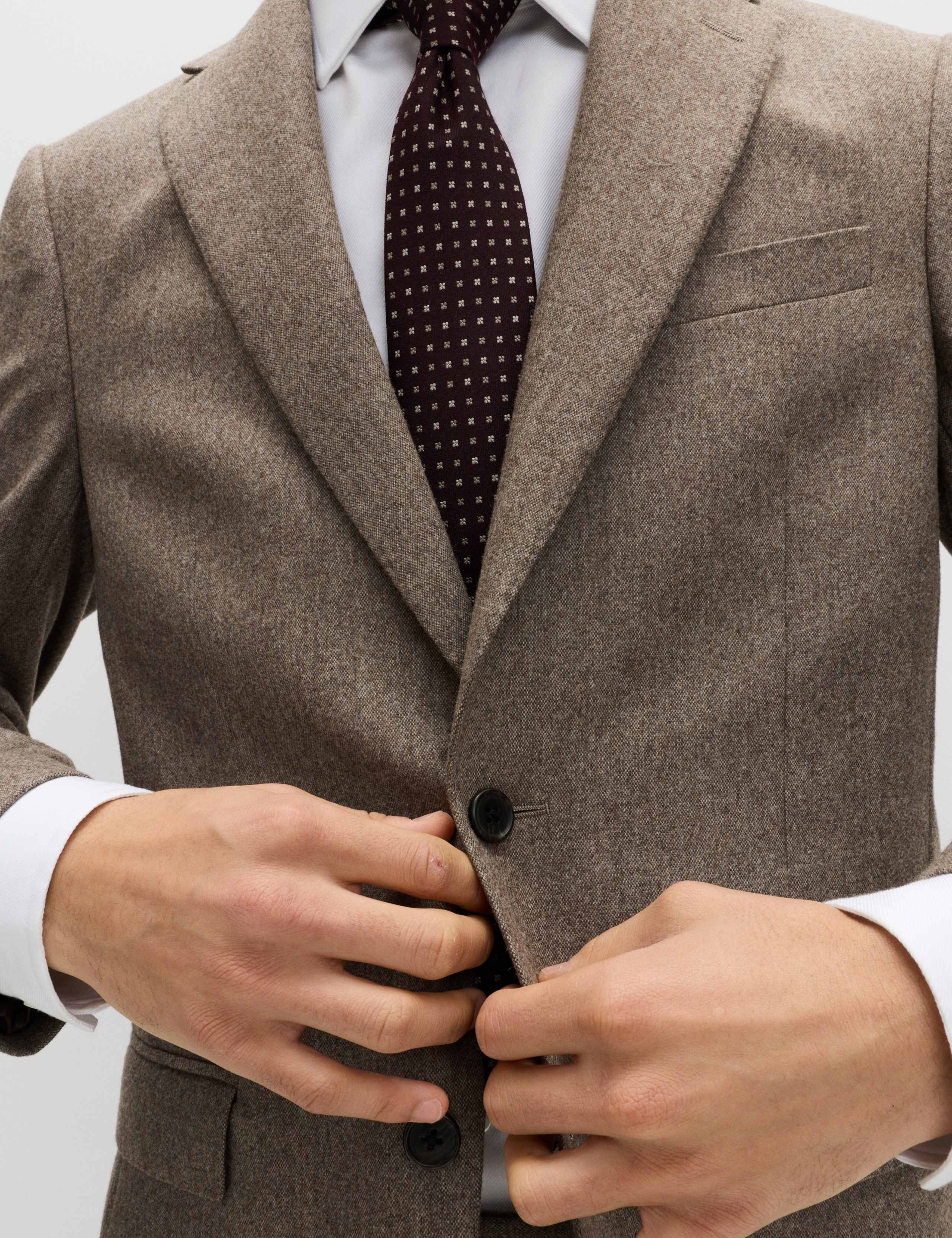 Tailored Fit Italian Wool Rich Tweed Suit Jacket