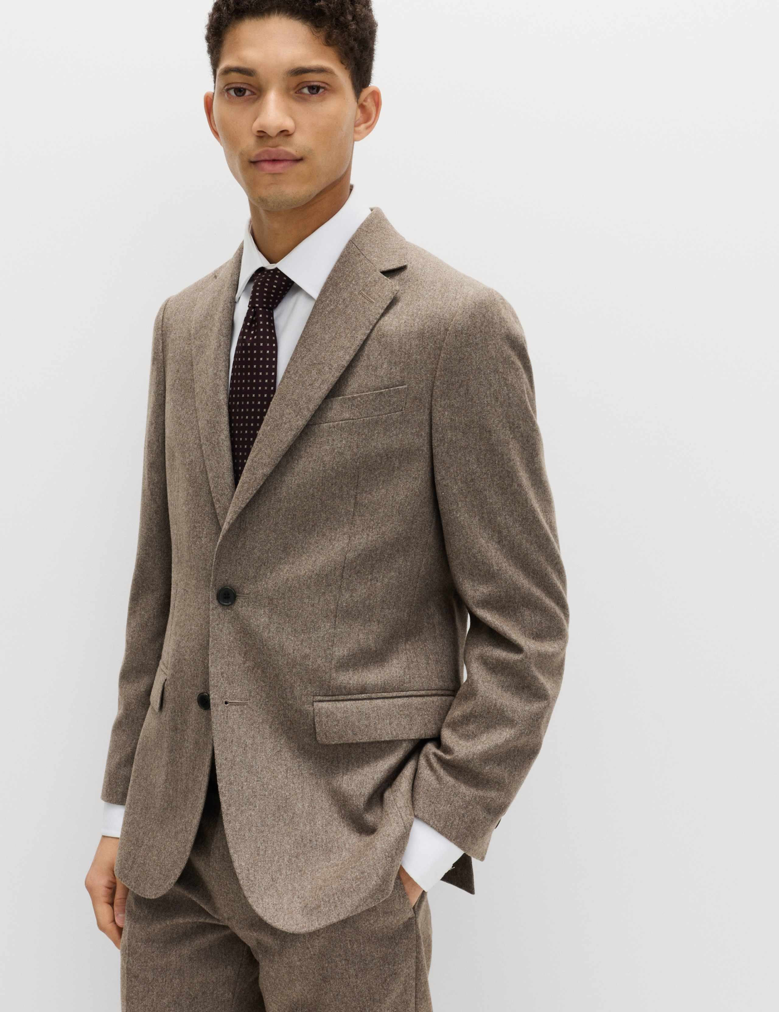 Tailored Fit Italian Wool Rich Tweed Suit Jacket