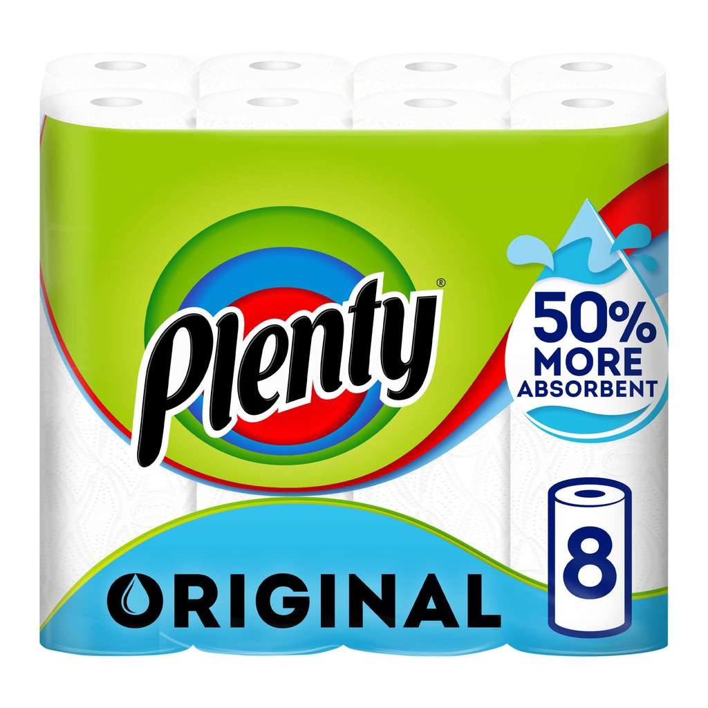 Plenty Original Kitchen Roll, 8 rolls. Good to keep stocked up