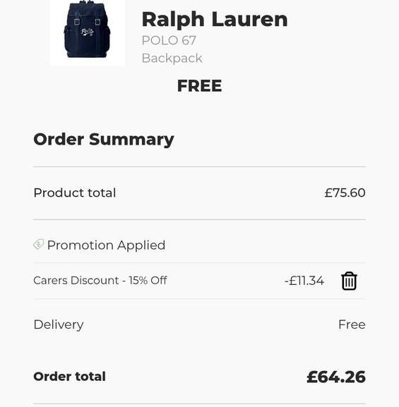 Ralph Lauren Polo Red Parfum 150ml Refill with Free Polo Backpack and Free Sample