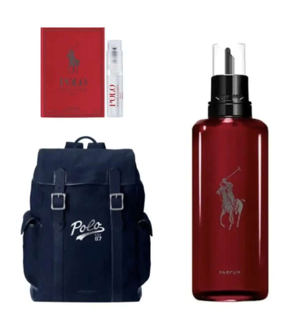 Ralph Lauren Polo Red Parfum 150ml Refill with Free Polo Backpack and Free Sample