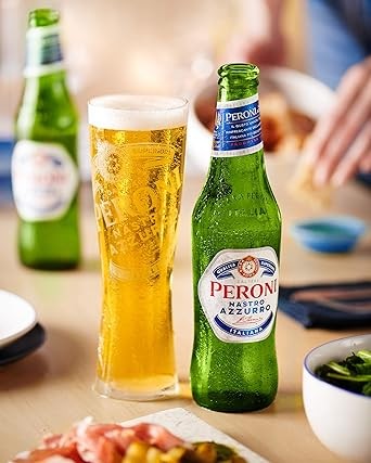 Peroni Nastro Azzurro Italian Lager, 24 x 330ml, 5% ABV, Brewed in Italy, Premium Lager