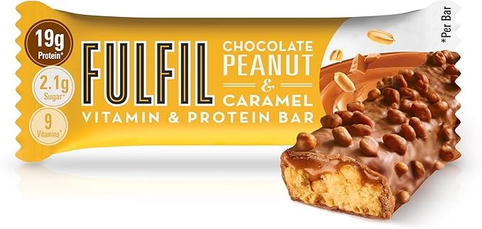 FULFIL Protein Bars, Chocolate Peanut & Caramel Flavour, 15 x 55g, Up to 20g High Protein Snacks, 9 Vitamins, Low Sugar