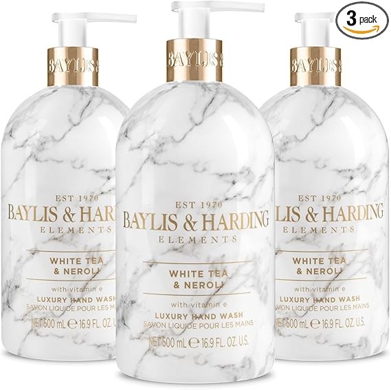 Baylis & Harding Elements White Tea & Neroli Hand Wash, 500ml, nice 3-pack, vegan friendly