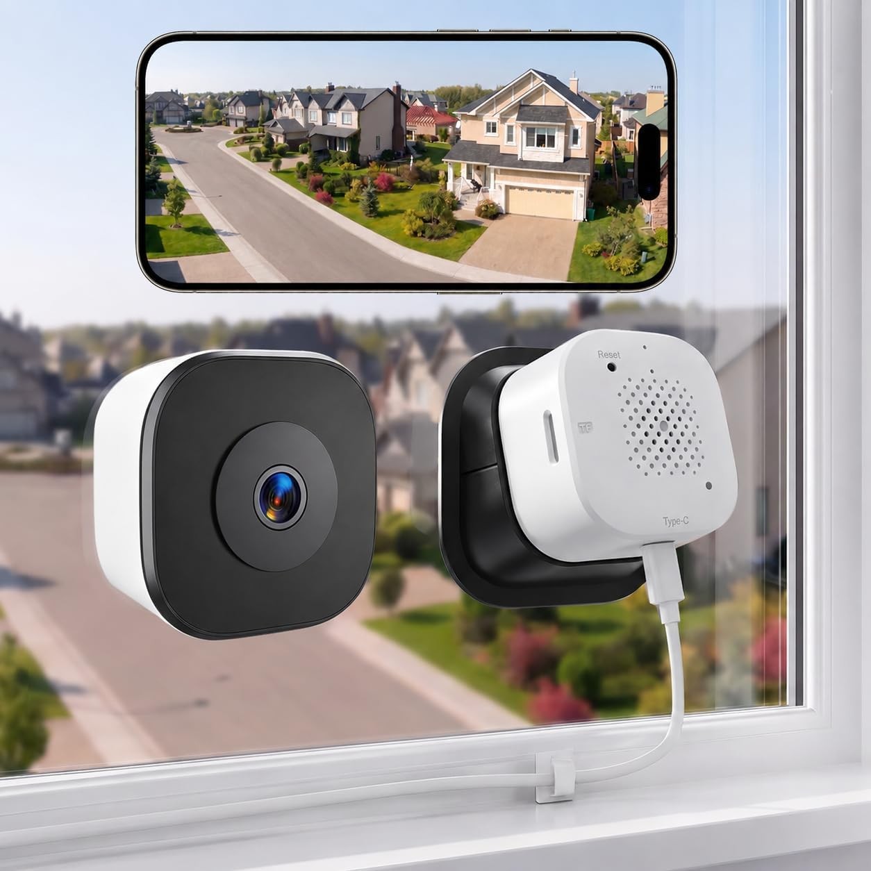2K SafeView Window Camera Dual Band WiFi Indoor Security Camera, 3MP
