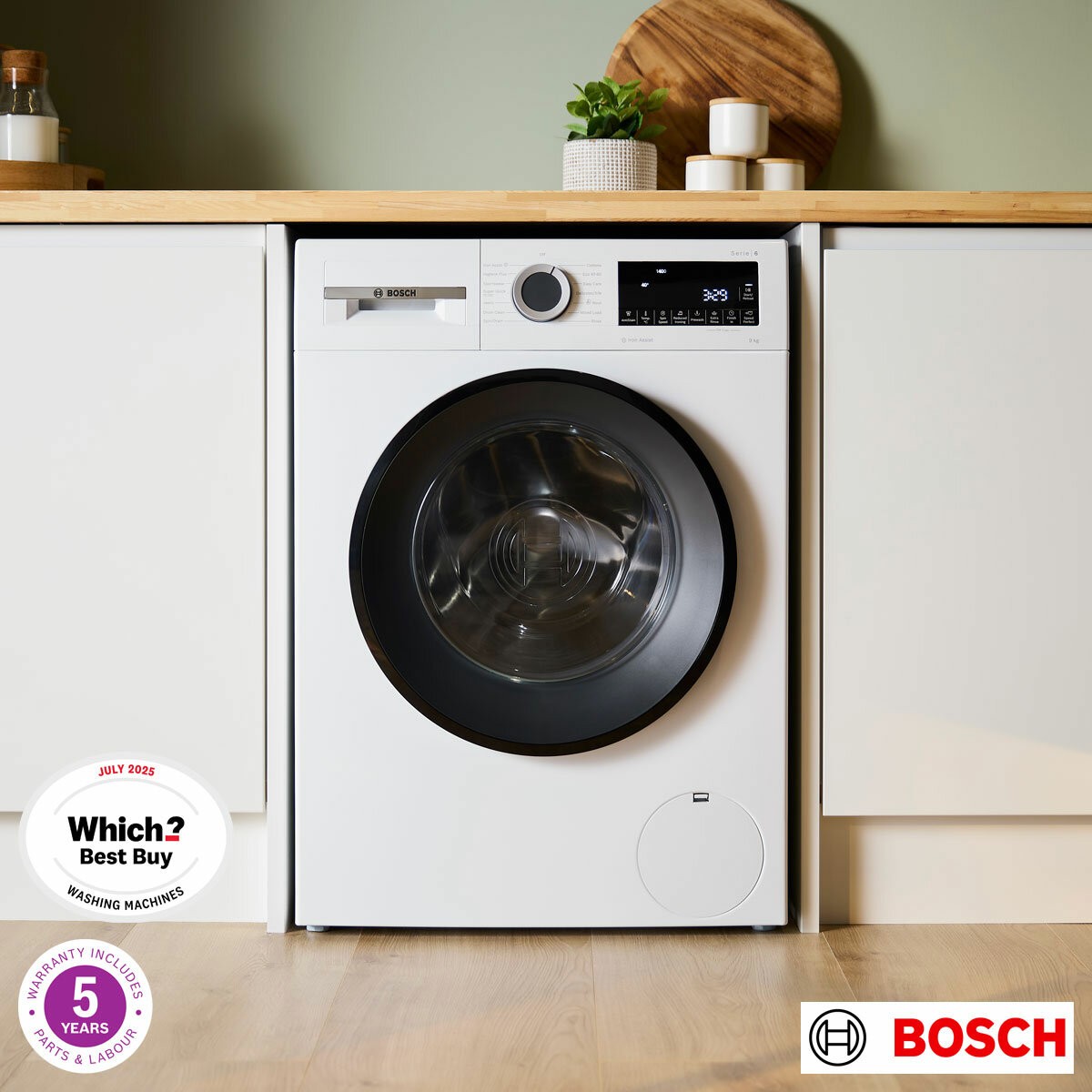 Bosch WGG24400GB Series 6, 9kg, 1400rpm Washing Machine, A Rated, White