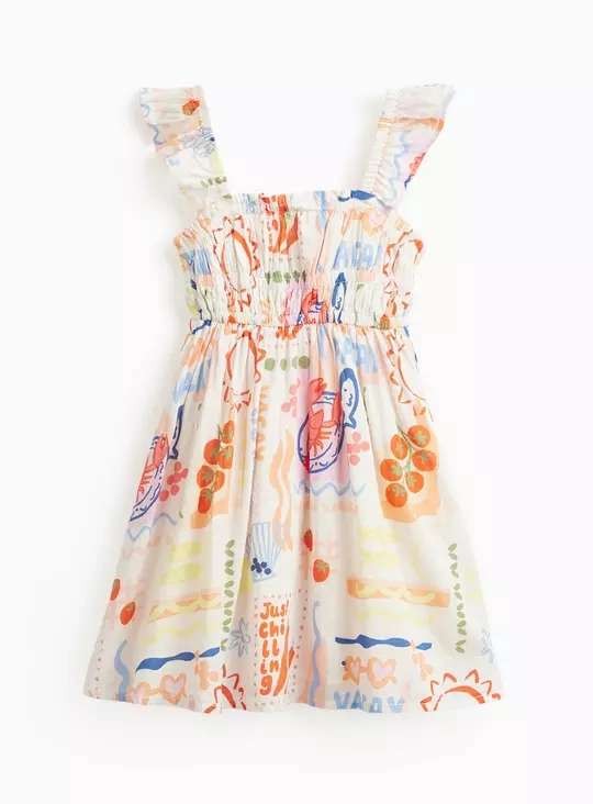Girls Tile Print Strappy Dress 1-6 years