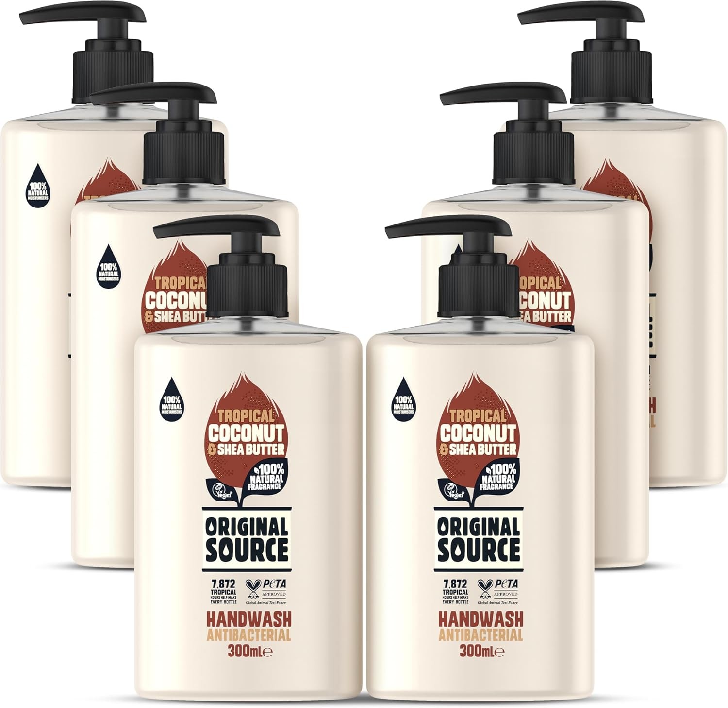 Original Source Coconut and Shea Butter Handwash, Vegan, Antibacterial, 6 x 300ml