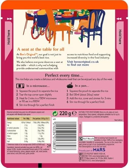 Ben's Original Mexican Style Microwave Rice, 6 x 220g pouches