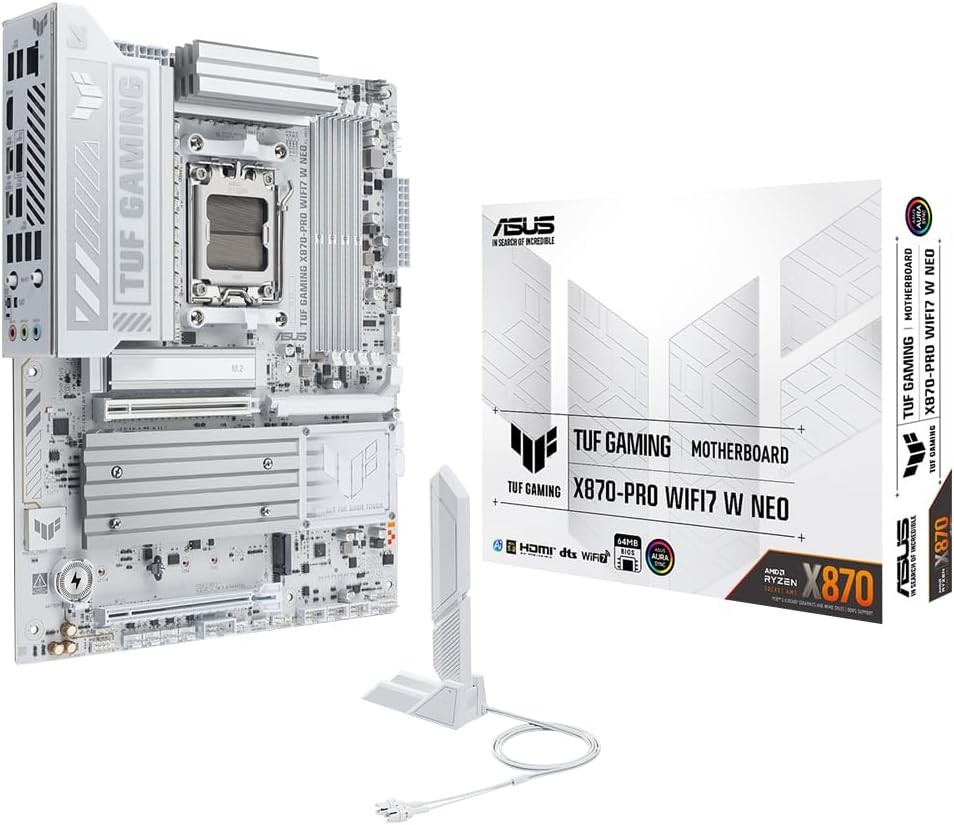 ASUS TUF Gaming X870-PRO WiFi7 Neo ATX Motherboard, White