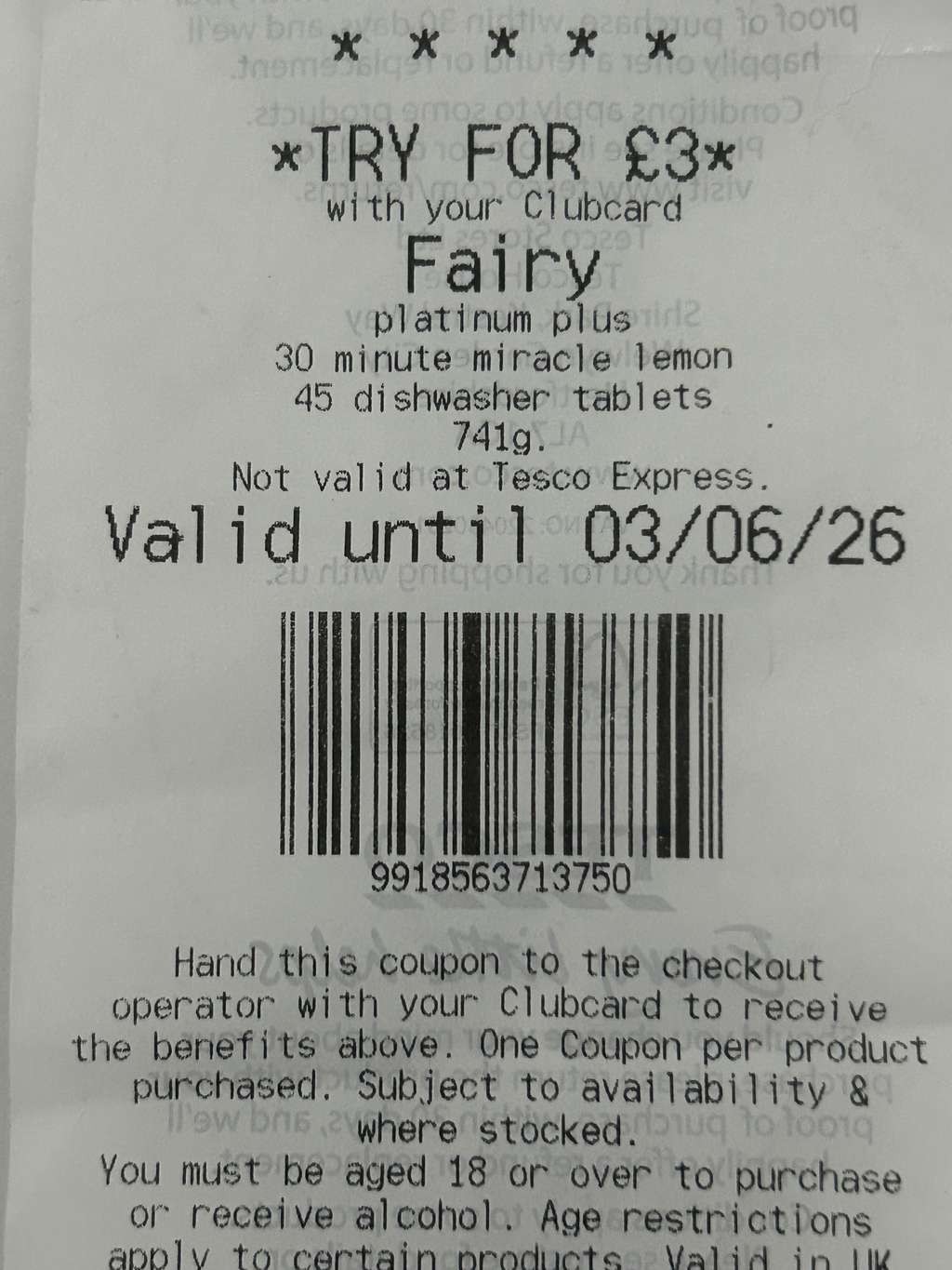 Fairy Platinum Plus 30 Min Miracle Lemon 45 tabs (741g) with Clubcard & coupon, selected accounts, instore