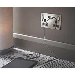 LAP 13A 2-Gang SP Switched Socket + 3.1A 15.5W 2-Outlet Type A USB Charger, Black Nickel with Black Inserts