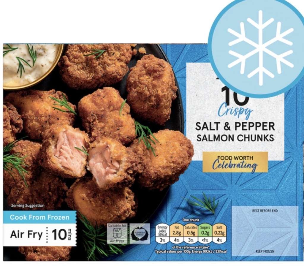 Tesco Salt and Pepper Salmon Chunks 10 Pack 250g, Clubcard Price