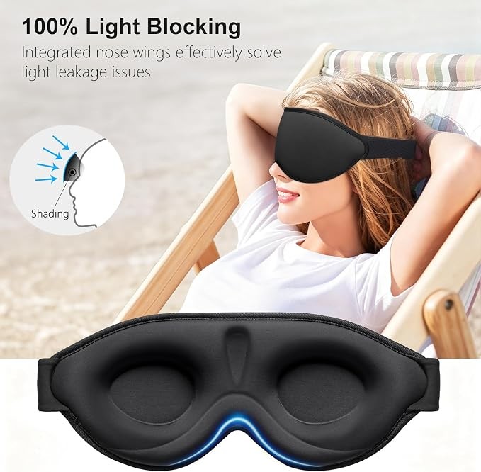Gritin 100% Light Blocking Sleep Masks for Men & Women, Zero Eye Pressure Mask, 3D Ergonomic Design, Eye Movement and Eyelash Friendly