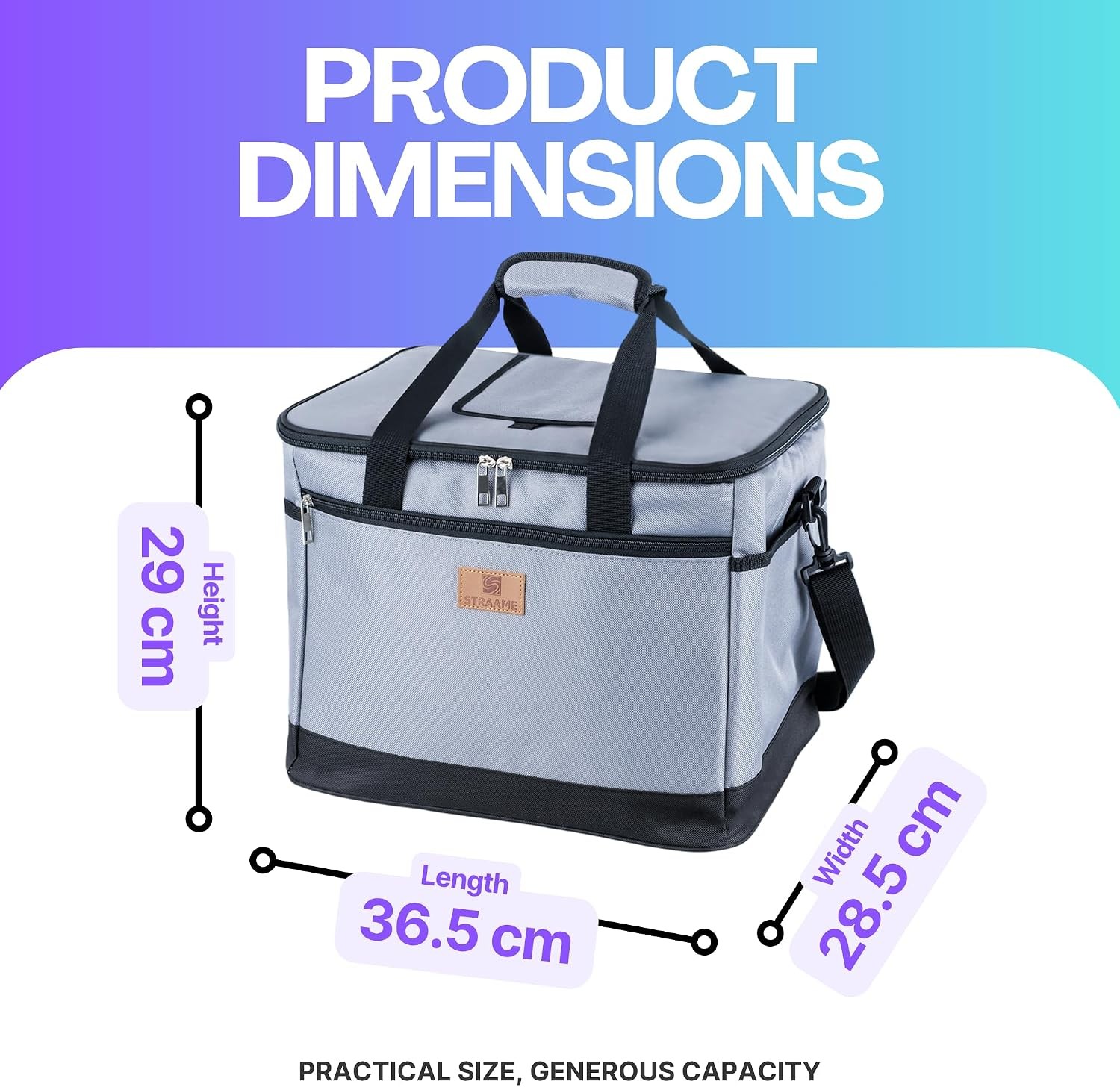 Straame 30L Insulated Cooler Bag, Grey