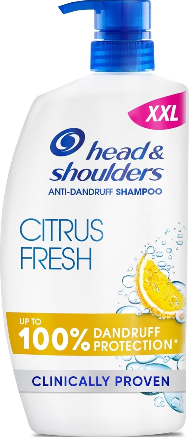 Head & Shoulders Citrus Fresh Anti Dandruff Shampoo For Greasy Hair, 1L | Up to 100% Flake Free, Clinically Proven, For Any Hair and Scalp Type, For Daily use, Clean Feeling. XXL Pump