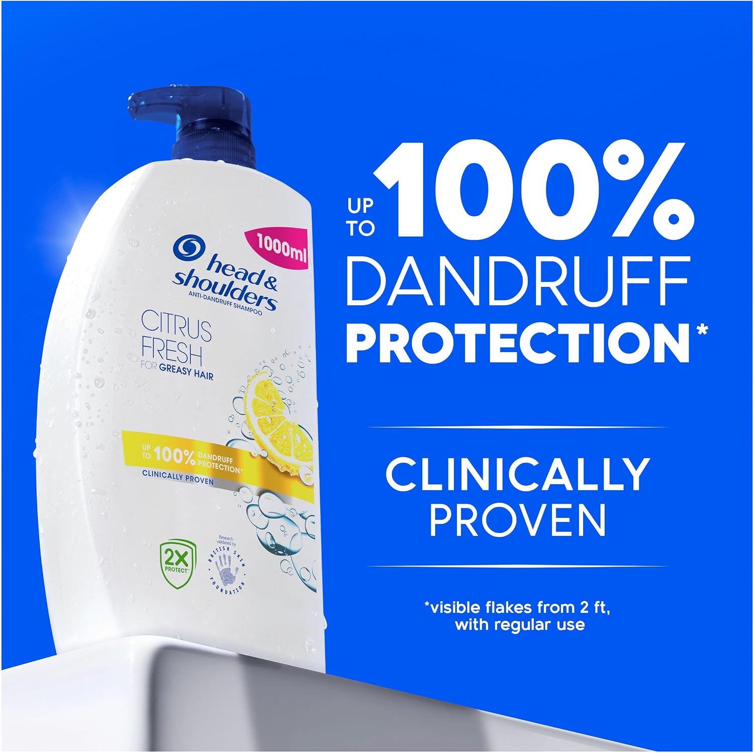 Head & Shoulders Citrus Fresh Anti Dandruff Shampoo For Greasy Hair, 1L | Up to 100% Flake Free, Clinically Proven, For Any Hair and Scalp Type, For Daily use, Clean Feeling. XXL Pump