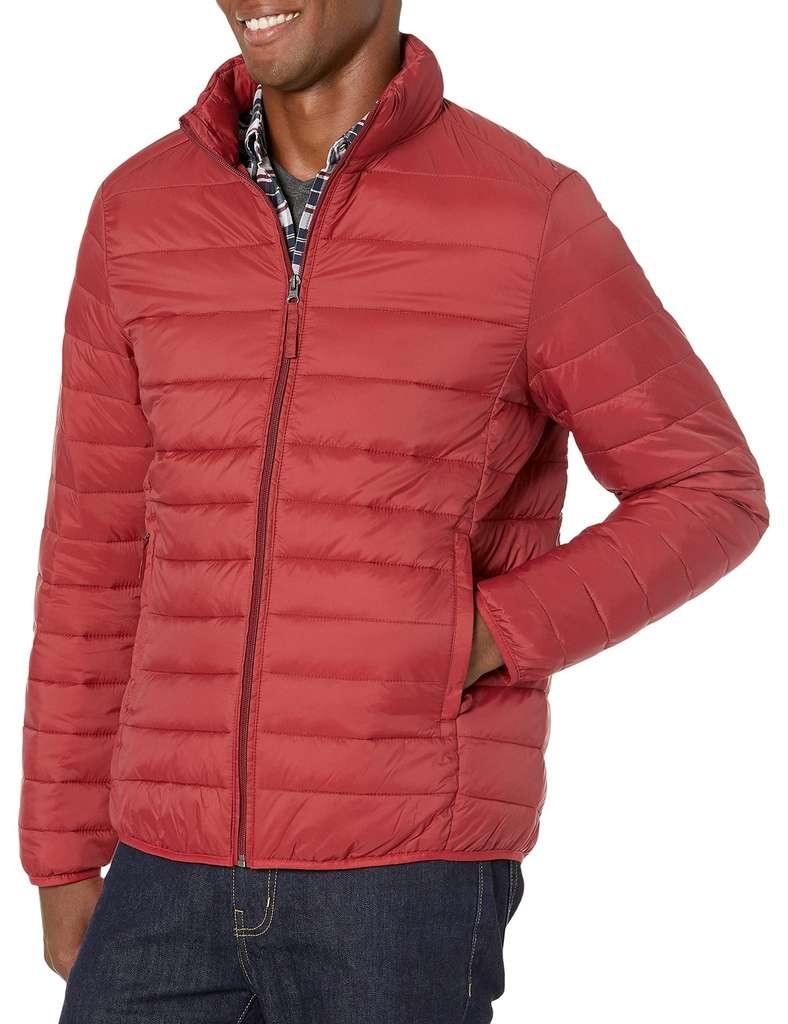 Amazon Essentials men's packable lightweight water-resistant puffer jacket, size L