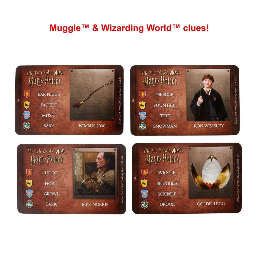 Pictionary Air Harry Potter Family Drawing Game, Wand Pen, 112 Double-Sided Clue Cards