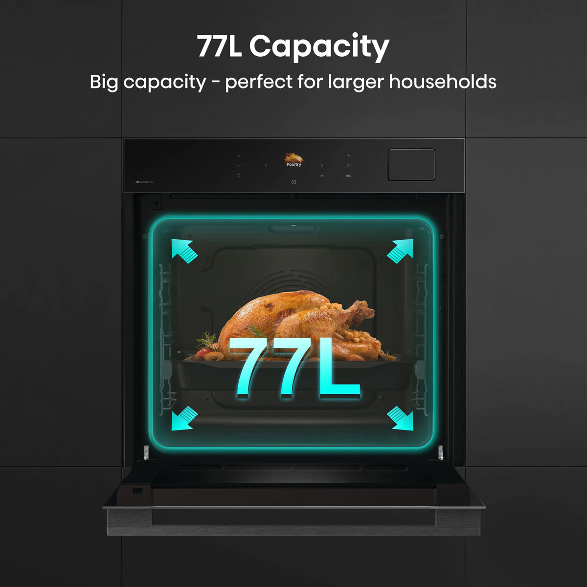Hisense Hi8 BlackLine BAS6PH8BUKWF Built In Electric Pyrolytic,Single Oven in Jet Black