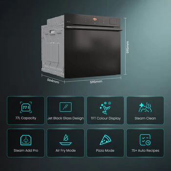Hisense Hi8 BlackLine BAS6PH8BUKWF Built In Electric Pyrolytic,Single Oven in Jet Black