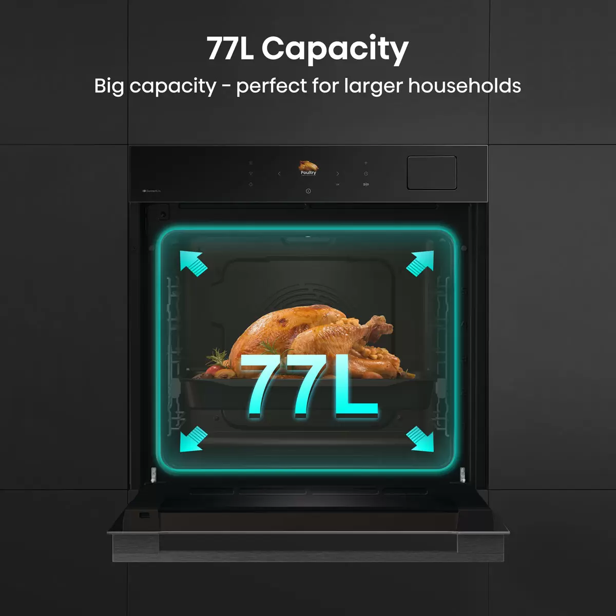 Hisense Hi8 BlackLine BAS6PH8BUKWF Built In Electric Pyrolytic,Single Oven in Jet Black