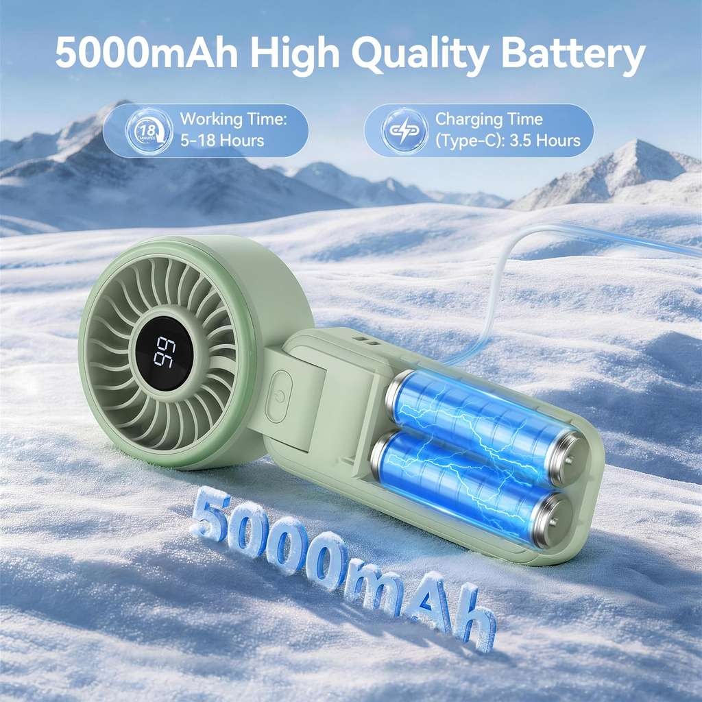 TECKNET Handheld Fan, 5000mAh, USB Rechargeable, 1-100 Speed Mini Electric Desk Fan Green, Sold by TECKNET FBA