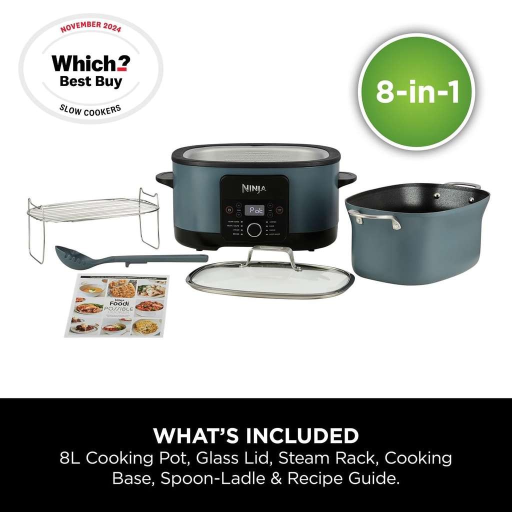 Ninja Foodi PossibleCooker 8-in-1 Slow Cooker, 8L, Non-Stick Pot, 2 Year Guarantee w/Voucher