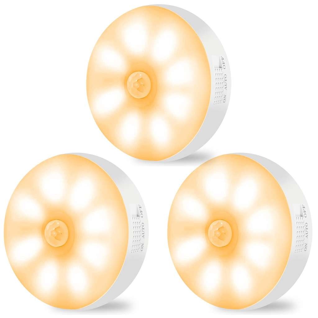 12 Pack Motion Sensor Lights Indoor Rechargeable Wireless LED 6000K with Voucher, Amazon