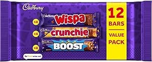 Cadbury Mixed Chocolate Bar Value Pack, 4 Wispa, 4 Crunchie, 4 Boost Bar Multipack 347.2g Total, Pack of 1