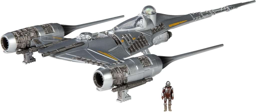 Star Wars Micro Galaxy Squadron SWJ0091 Mandalorian's N-1 Starfighter, 12.5cm and a figure