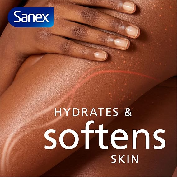 Sanex Expert Skin Health Moisturising Shower gel 570ml - body wash for men & women - gently cleanses - hydrates & softens skin - 12h hydration - advanced prebiotic complex formula - vegan