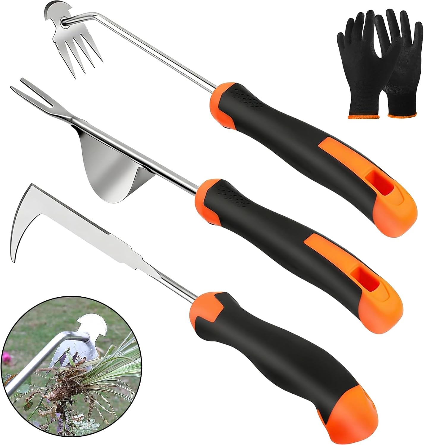 Houbobo 3-Piece Weed Remover Tool Set with Rubber Handle