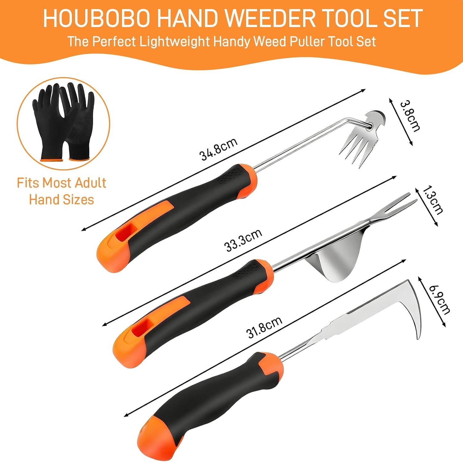 Houbobo 3-Piece Weed Remover Tool Set with Rubber Handle